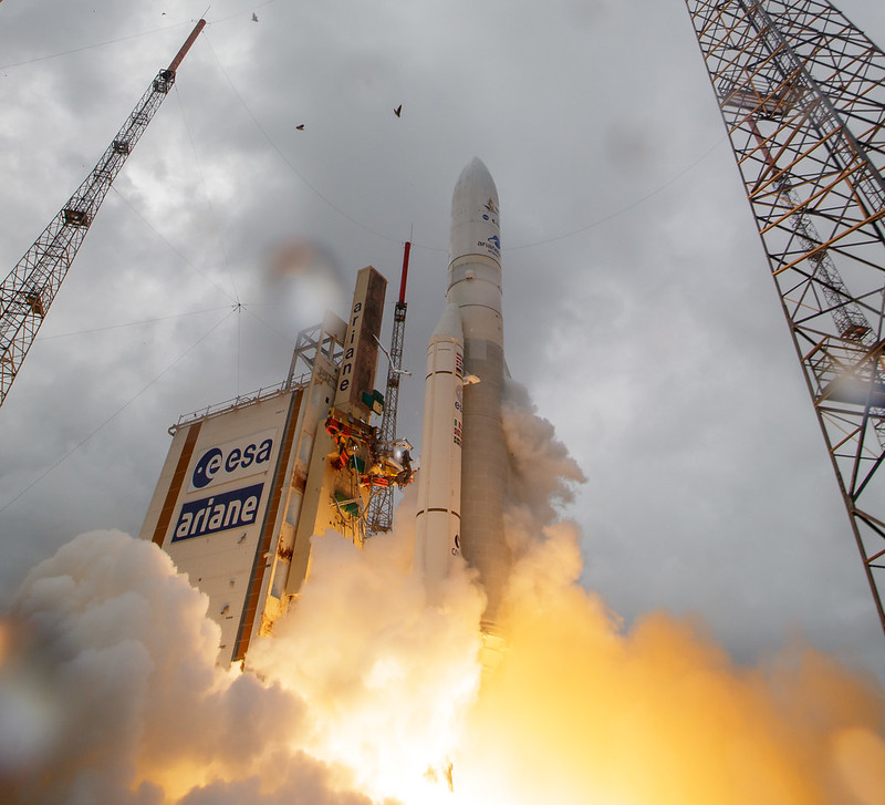 Arianespace's Ariane 5 rocket launches with NASA’s JWST onboard from the ELA-3 Launch Zone of Europe’s Spaceport at the Guiana Space Centre - Photo credit: NASA